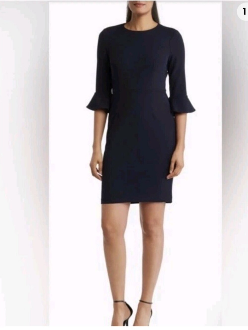 Women’s Donna Morgan Black Bell Sleeve Sheath Dress Size 6 Business Funeral Work